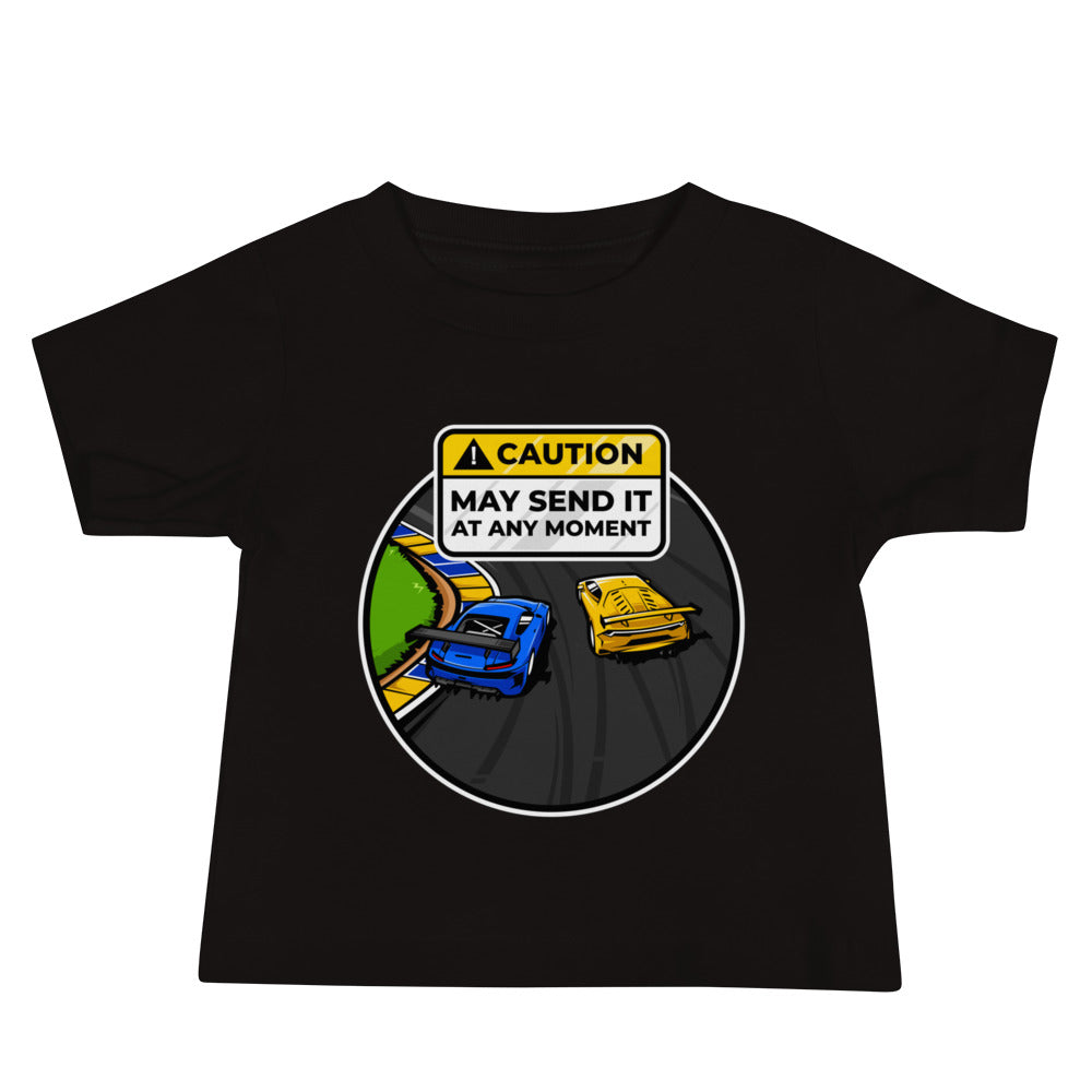 Caution May Send It at Any Moment Baby Short Sleeve Tee