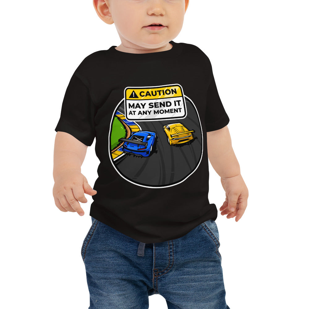 Caution May Send It at Any Moment Baby Short Sleeve Tee