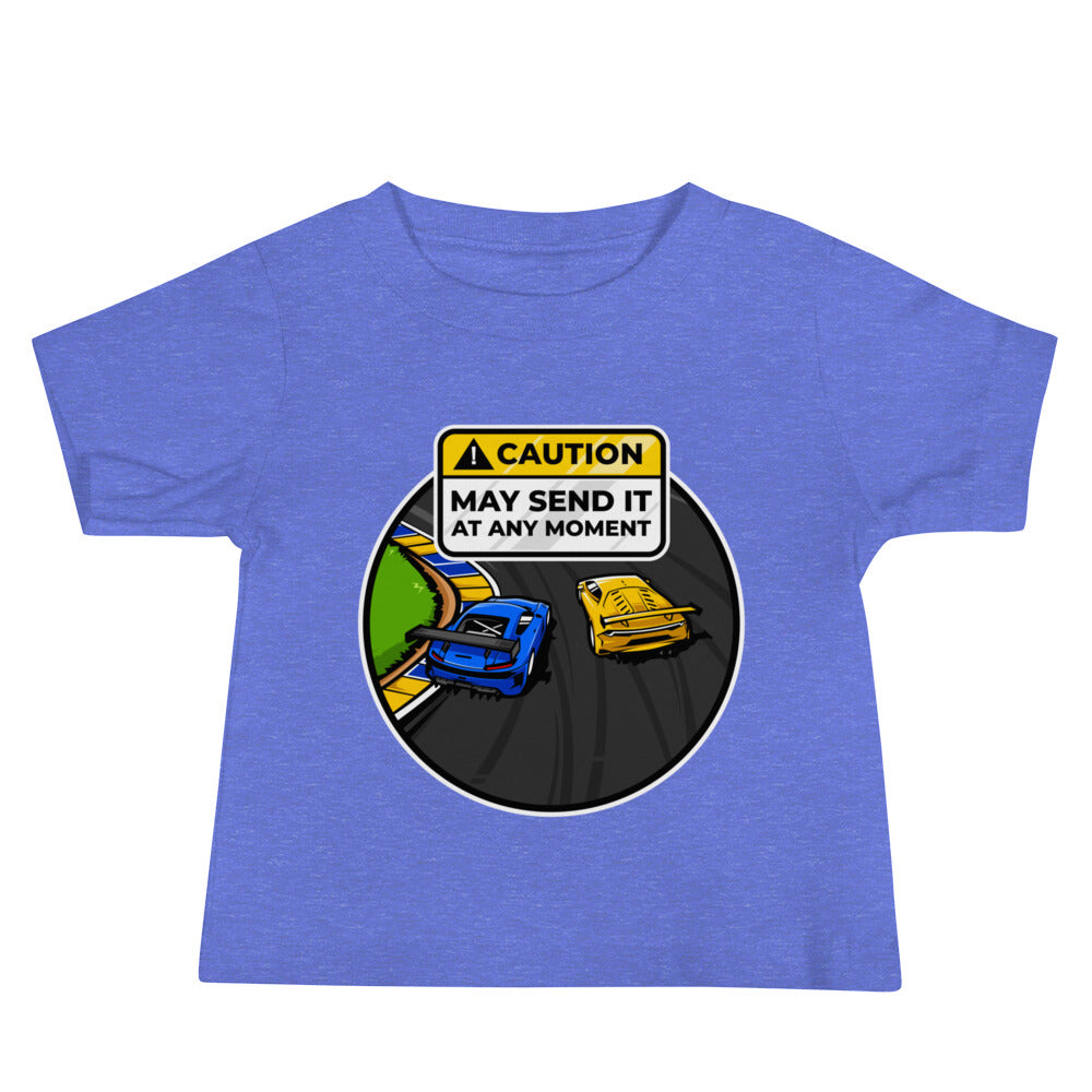 Caution May Send It at Any Moment Baby Short Sleeve Tee