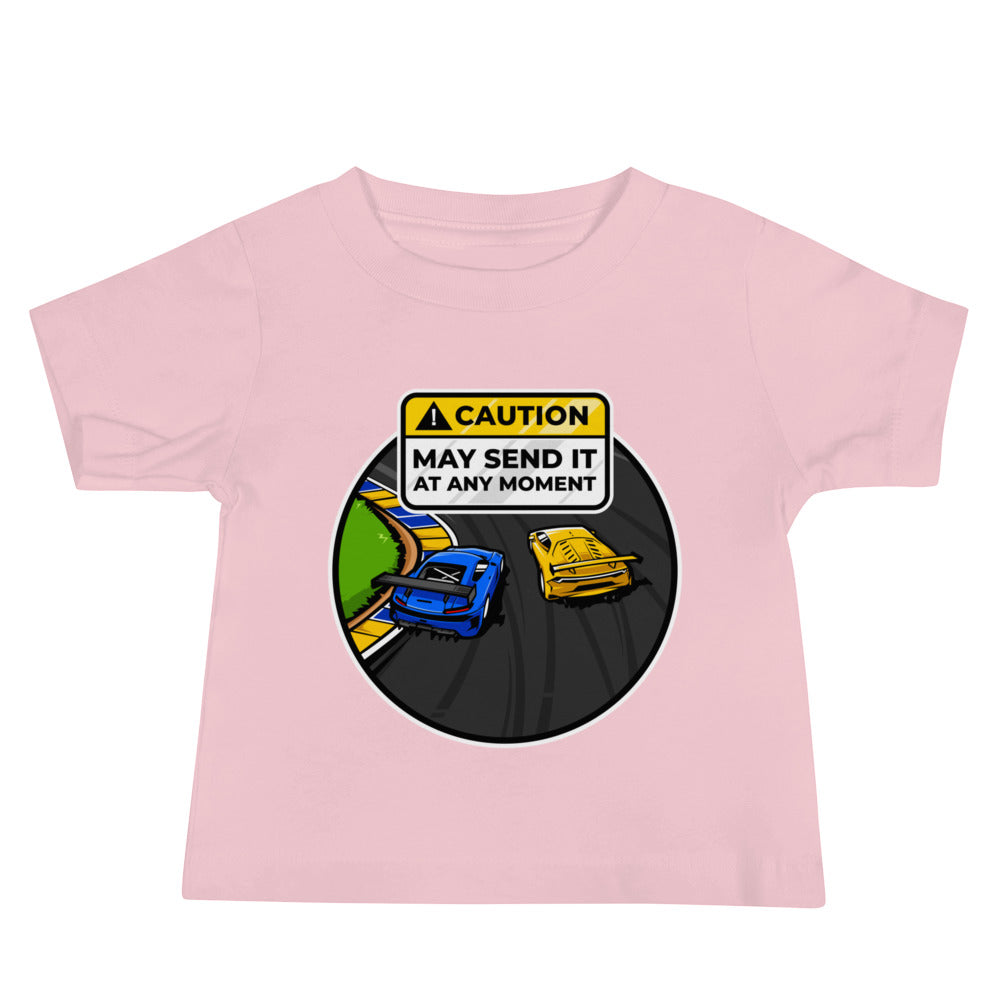 Caution May Send It at Any Moment Baby Short Sleeve Tee