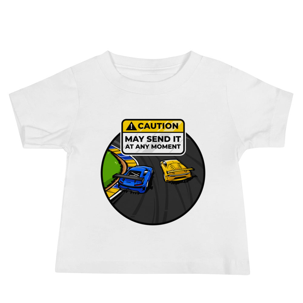 Caution May Send It at Any Moment Baby Short Sleeve Tee