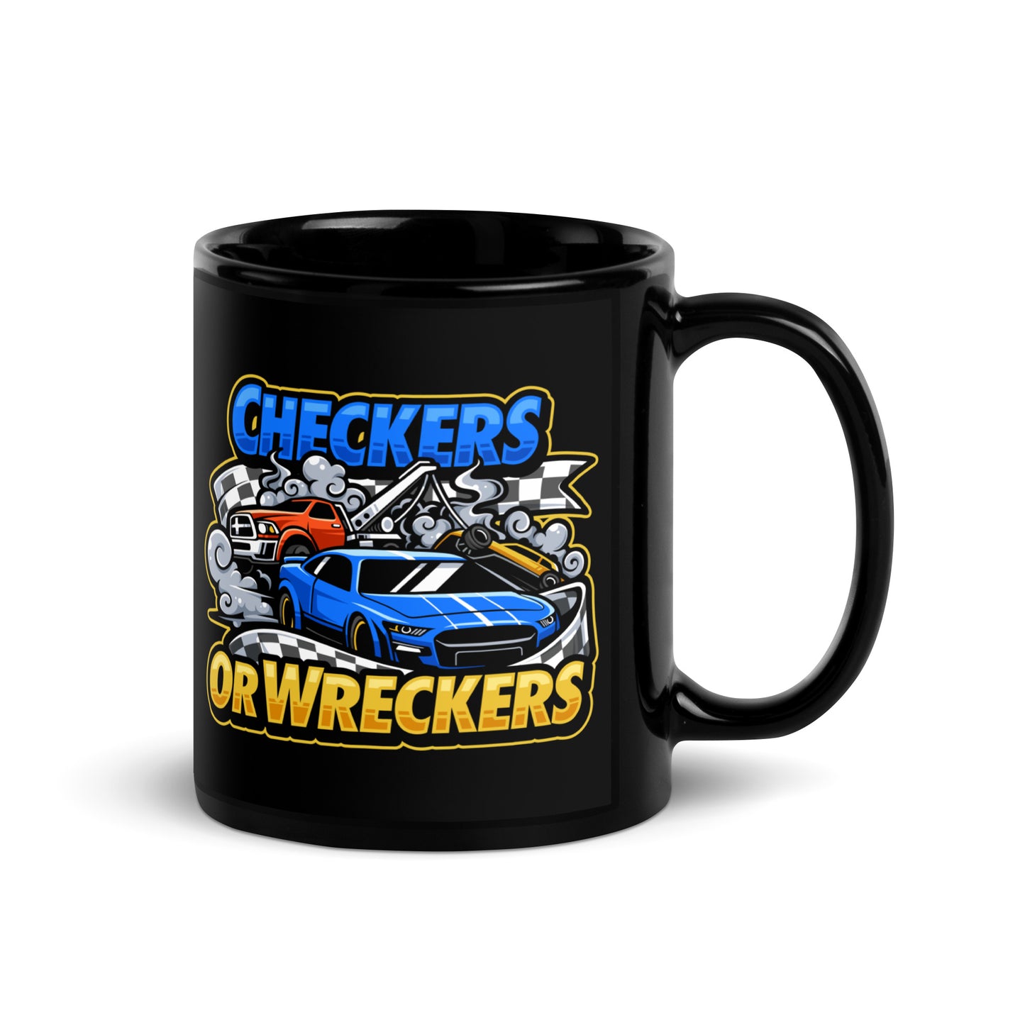 Checkers or Wreckers Black Glossy Mug