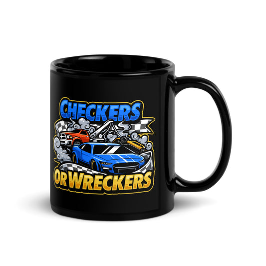 Checkers or Wreckers Black Glossy Mug