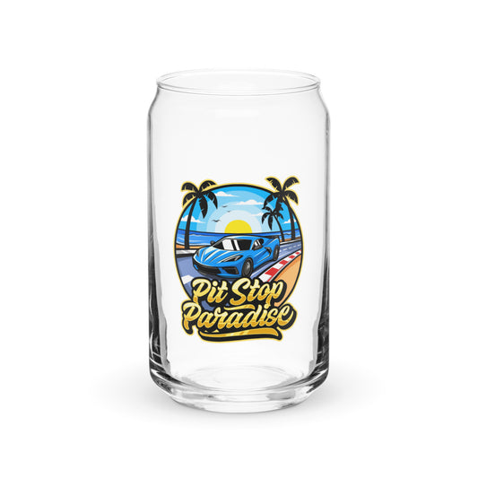 Pit Stop Paradise Can-shaped Glass