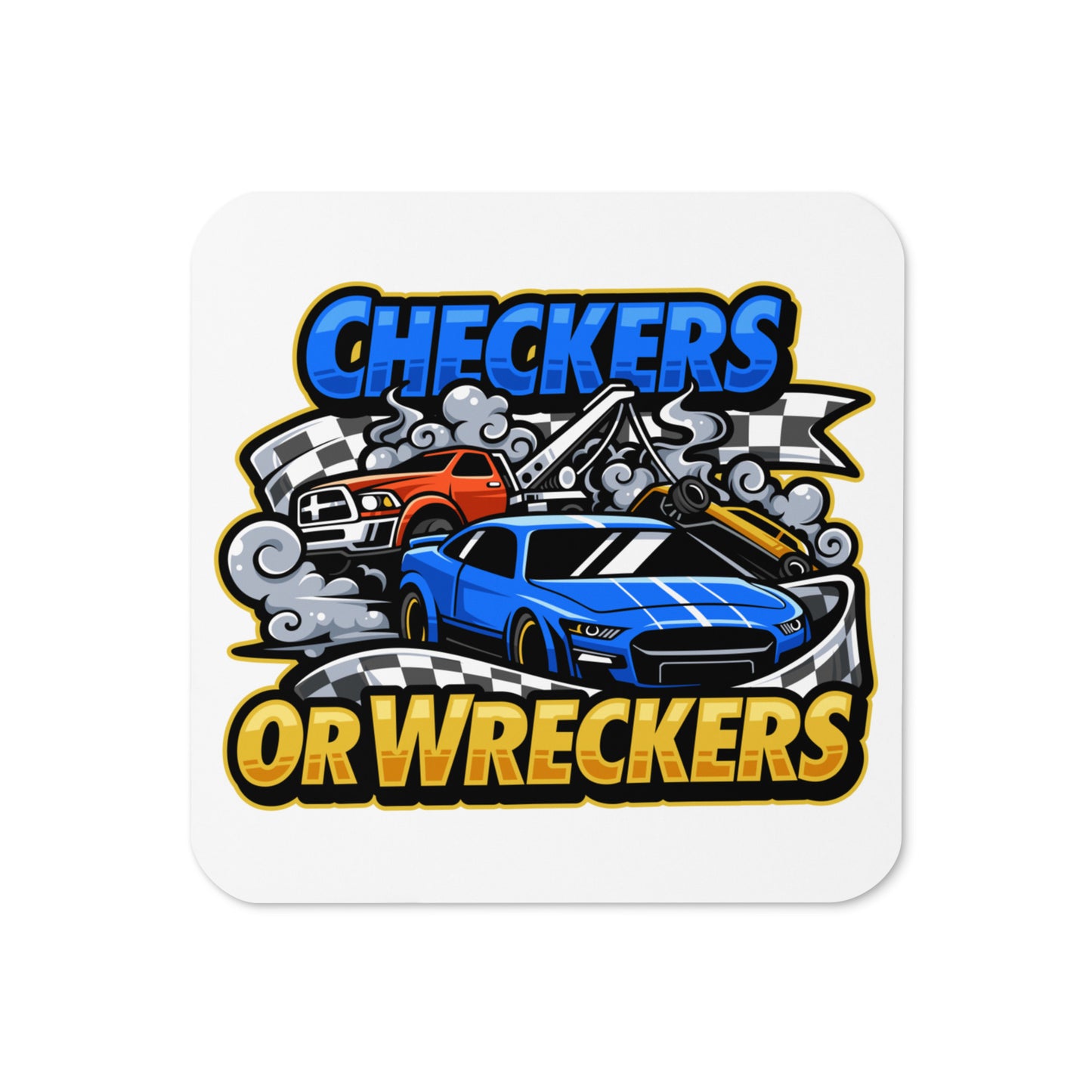 Checkers or Wreckers Cork-back Coaster