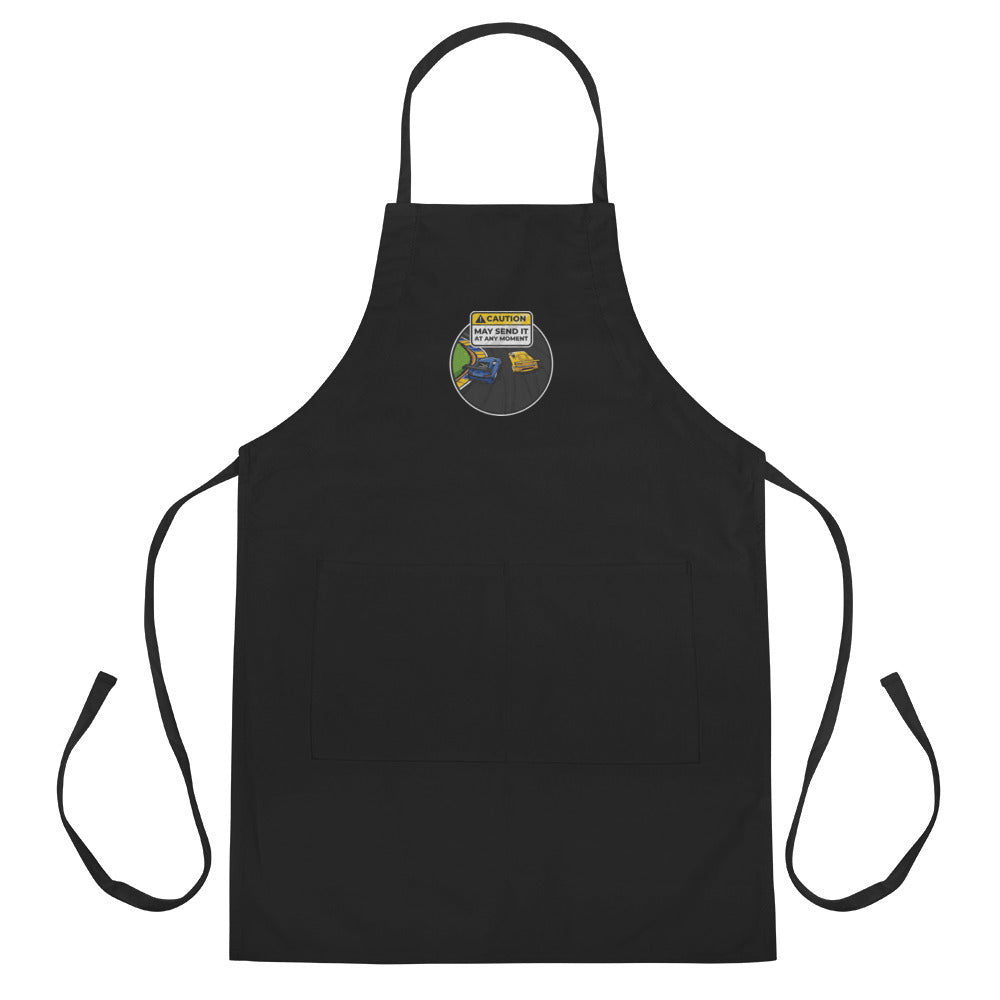 Caution May Send It at Any Moment Embroidered Apron