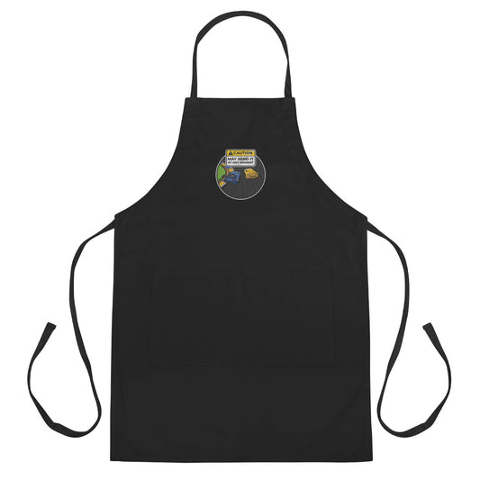 Caution May Send It at Any Moment Embroidered Apron