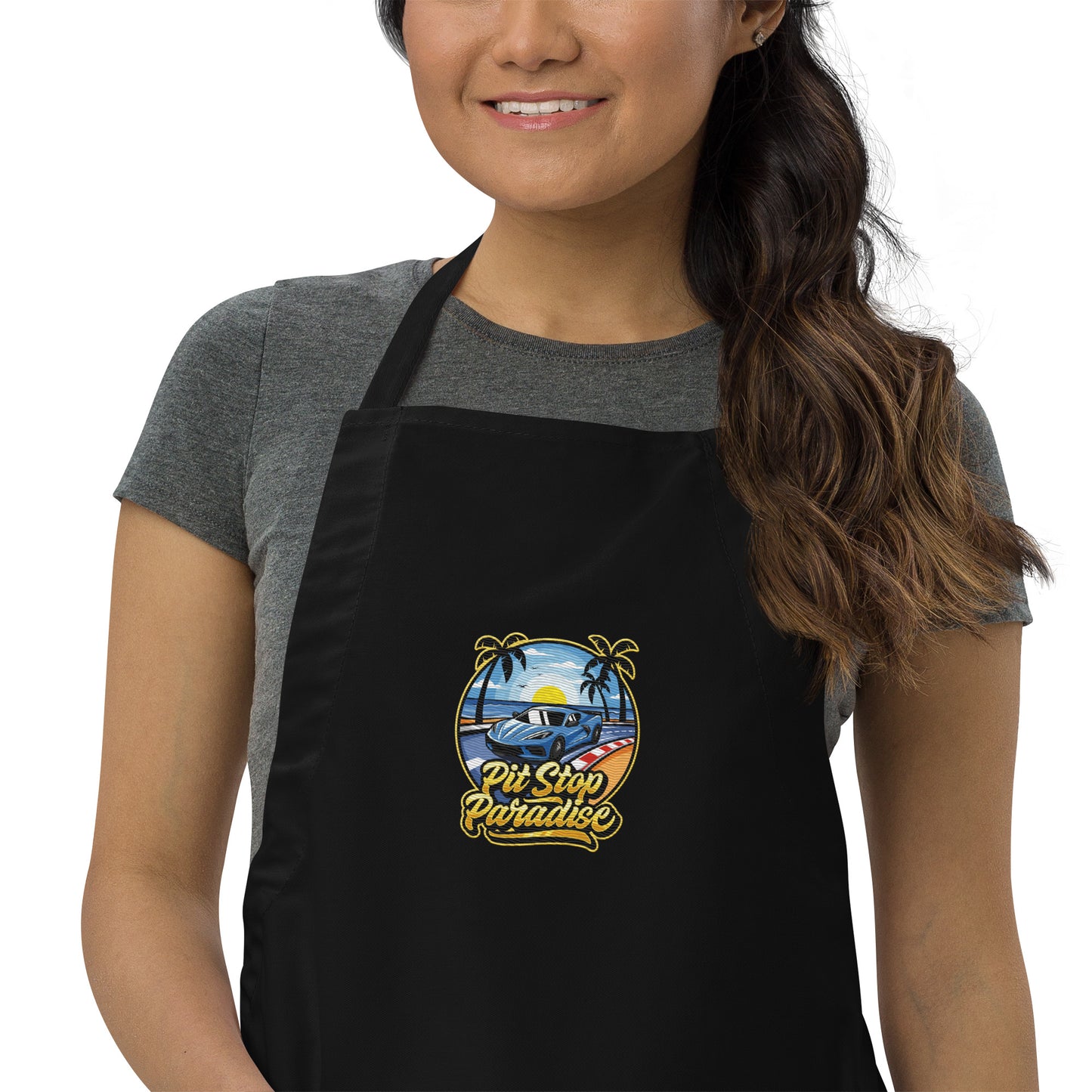 Pit Stop Paradise Embroidered Apron