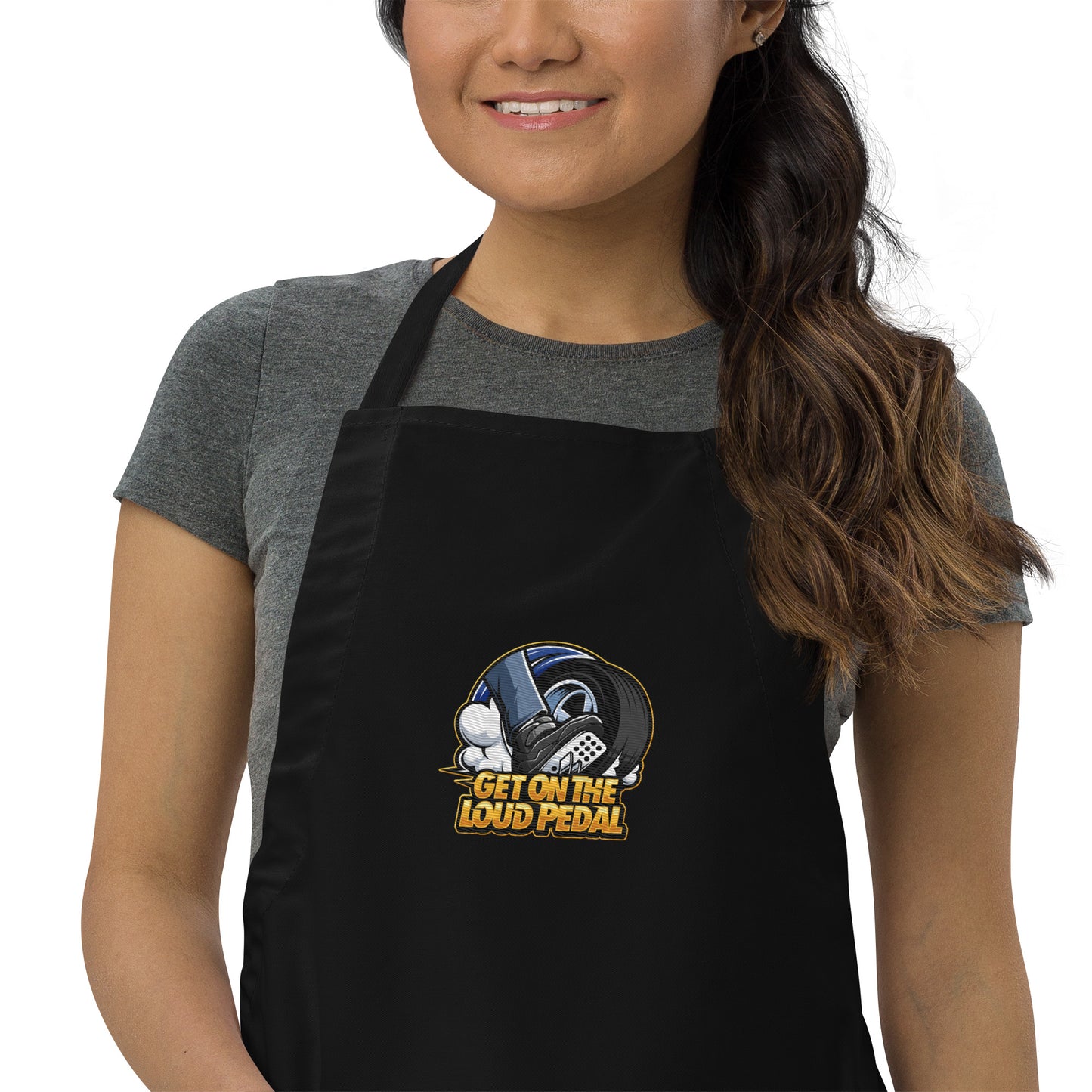 Get On The Loud Pedal Embroidered Apron