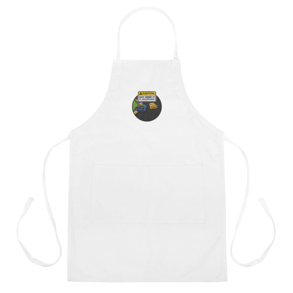 Caution May Send It at Any Moment Embroidered Apron