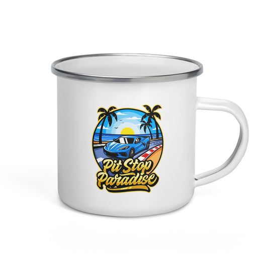 Pit Stop Paradise Enamel Mug