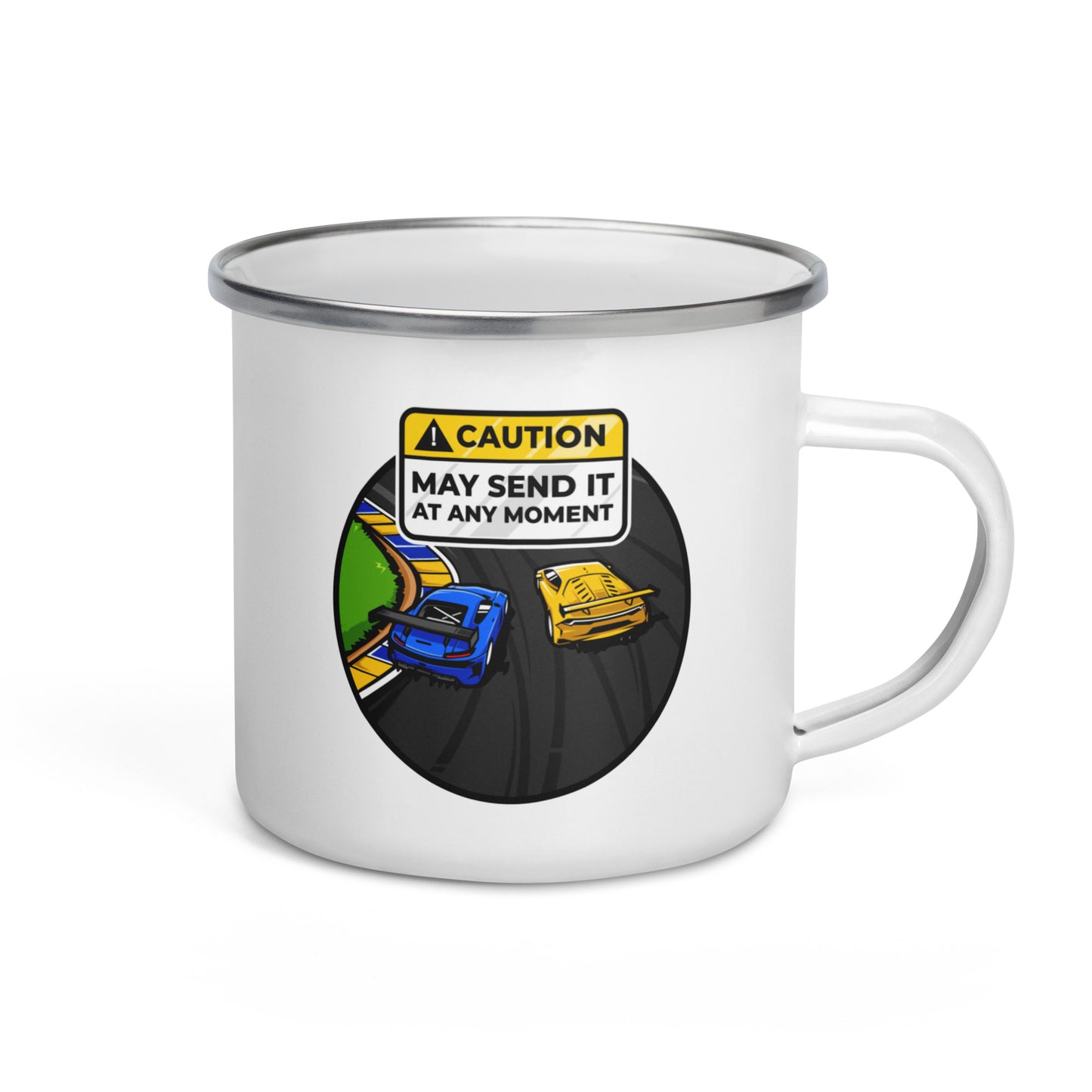 Caution May Send It at Any Moment Enamel Mug