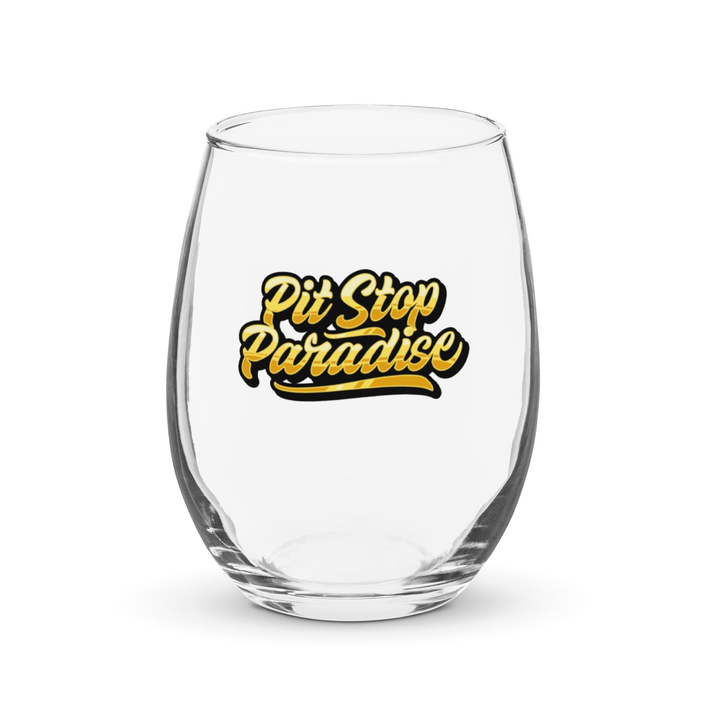 Pit Stop Paradise Stemless Wine Glass