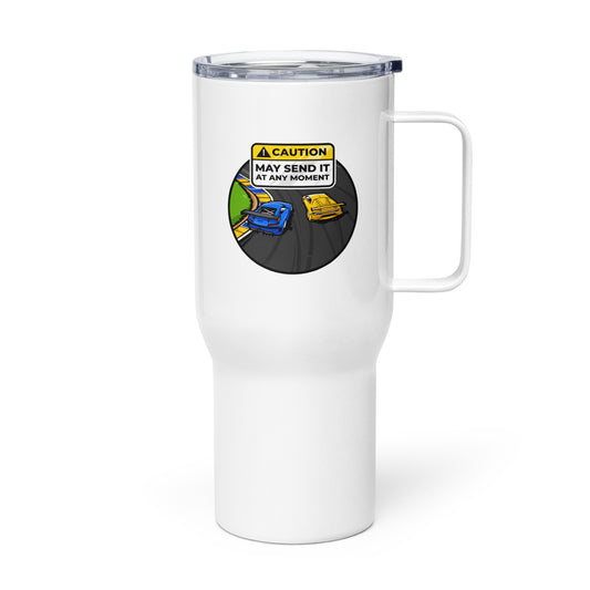 Caution May Send It at Any Moment Travel Mug