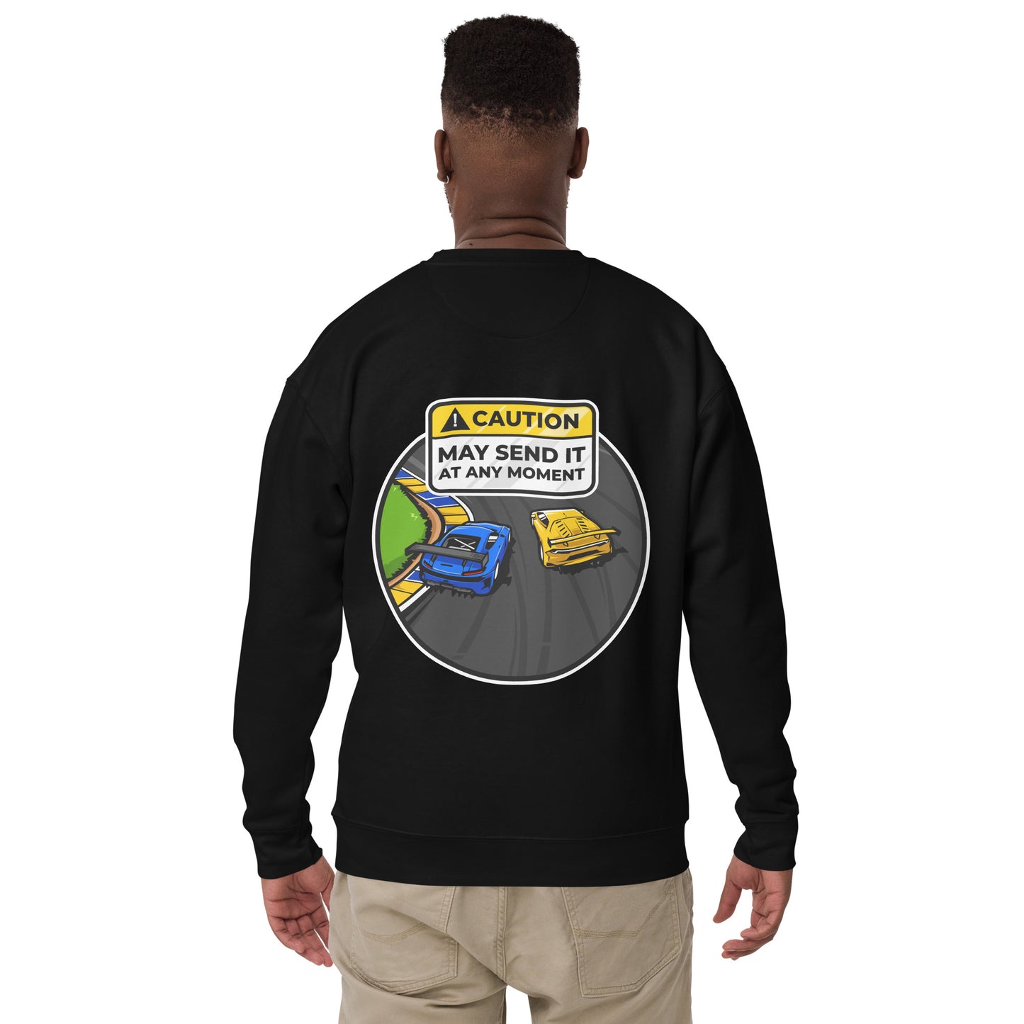 Caution May Send It at Any Moment Unisex Premium Sweatshirt