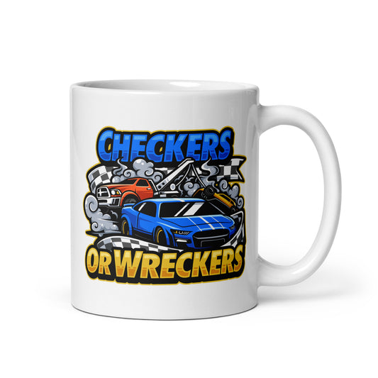 Checkers or Wreckers White Glossy Mug